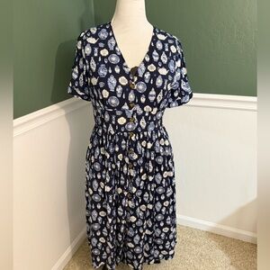 Joanie Clothing “C’est La Vie” Pottery Print Midi Dress — NWT (US 12)